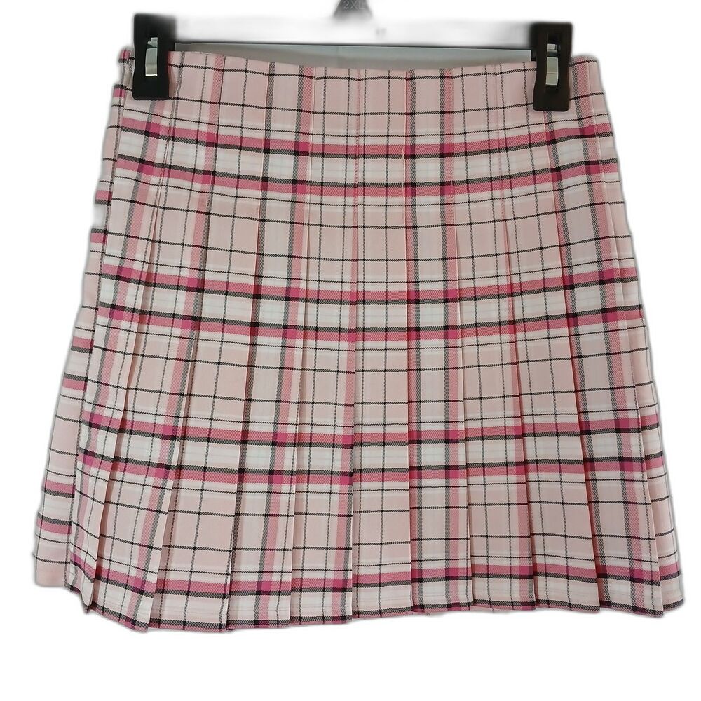 Women's Skirt Small Pink Plaid Pleated Mini Kawaii Schoolgirl Coquette Y2K Bratz